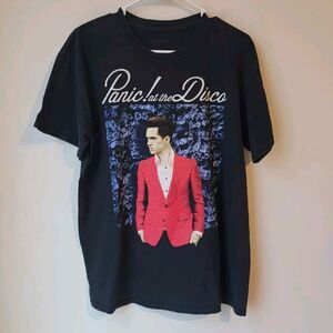 Panic At The Disco Graphic Shirt Size Large L Black Short Sleeve Mens Tee